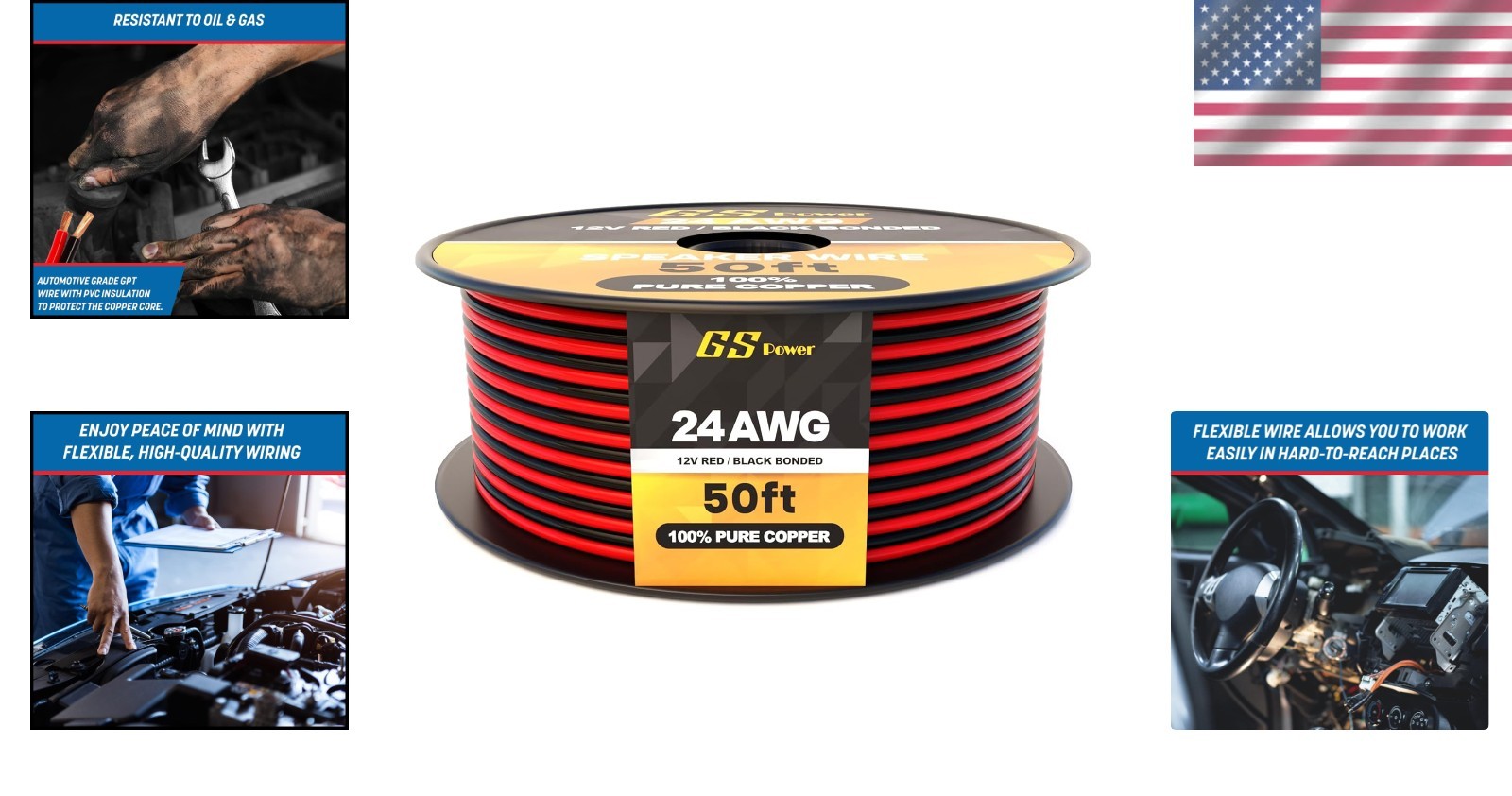 High-Performance 50ft 24AWG Copper Wire – Oil & Gas Resistant for Indoor/Outdoor