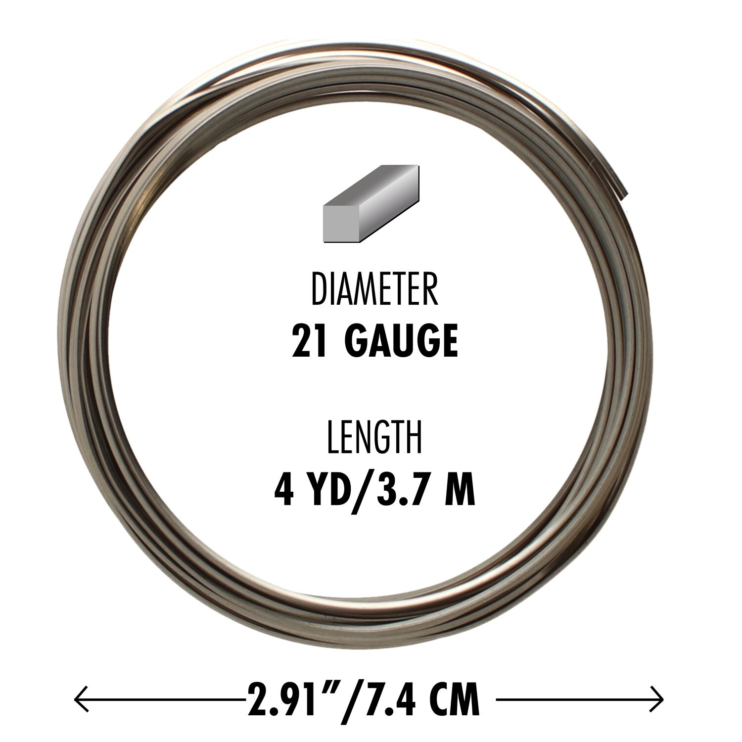 4 Yards Non Tarnish Titanium 21 Gauge SQUARE Wrapping Wire