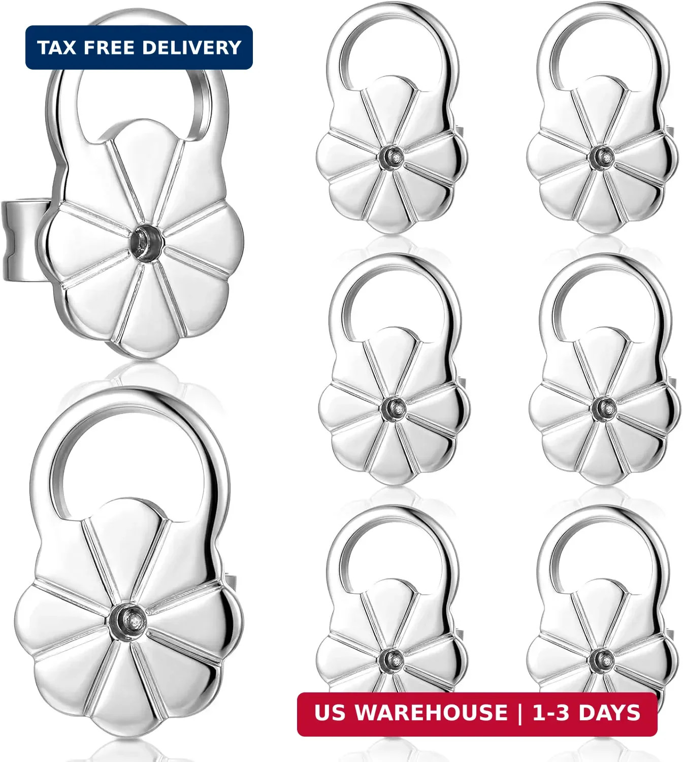8 Pcs Earring Backs Lifters Earring Backs for Droopy Ears Adjustable Large Earri