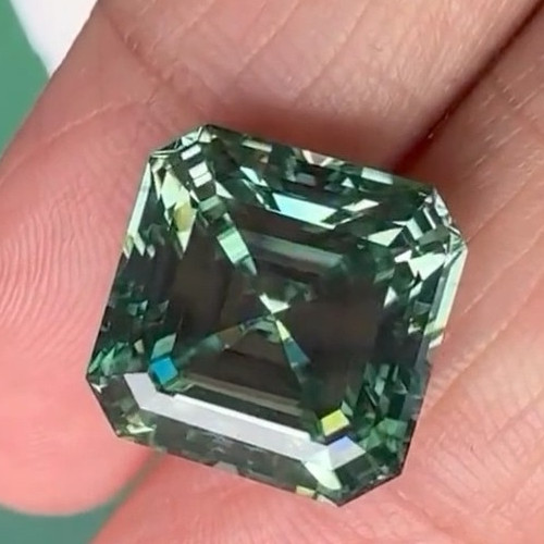 1Pcs Natural Green Color Diamond Asscher Cut VVS1 D Grade IDGL Certified 12x12mm