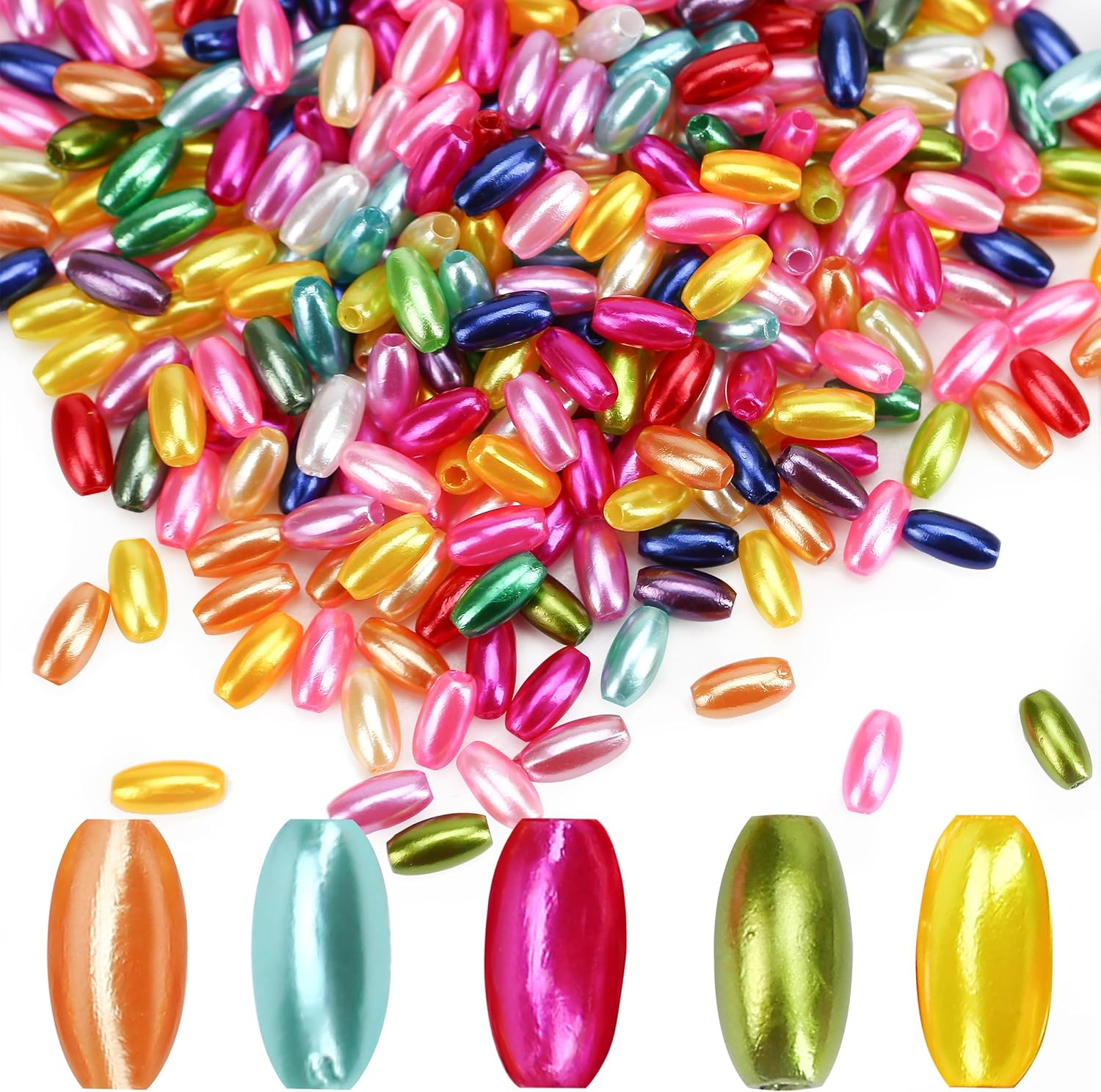 400Pcs/Lot New 0.15 X 0.31Inch Oat Rice Shape Beads Oval Loose Beads with 0.05In