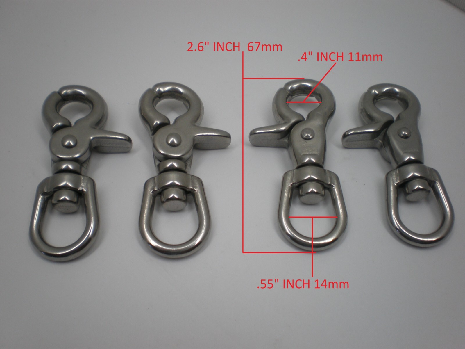 4pcs Stainless Steel Swivel Trigger Clip Lobster Clasp Snap Hook FAST SHIPPING!