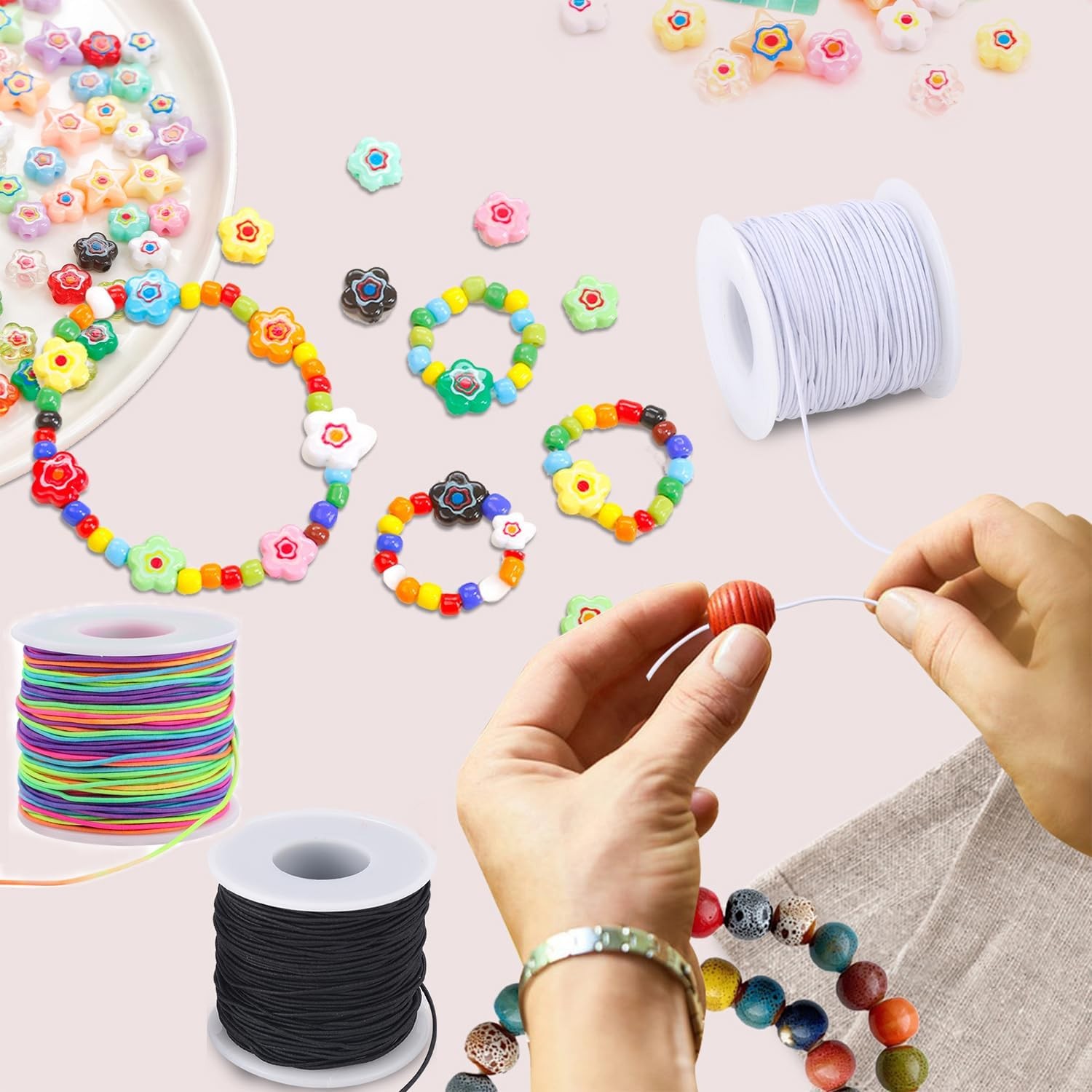 4× Stretchy String for Bracelets 1 mm Sturdy Elastic Cord DIY Jewelry Making USA