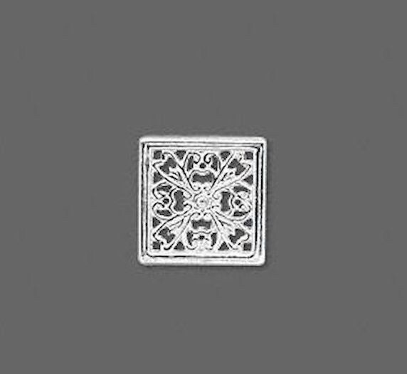 10 Silver Plated Brass 13x13mm Flat Filigree Square Connectors *