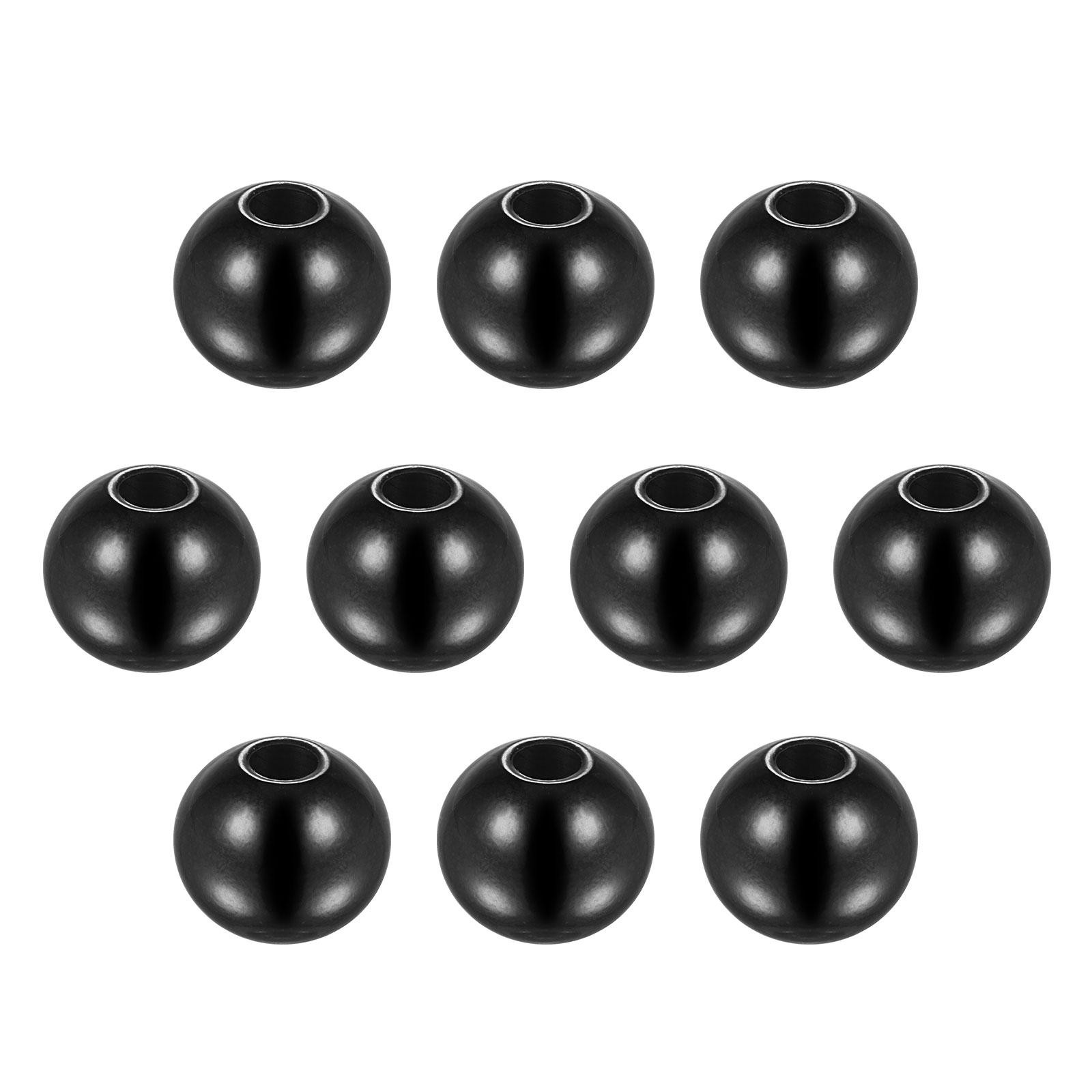 20pcs Beads 10mm Stainless Steel 3mm Hole Dia Bead for DIY Crafts Black