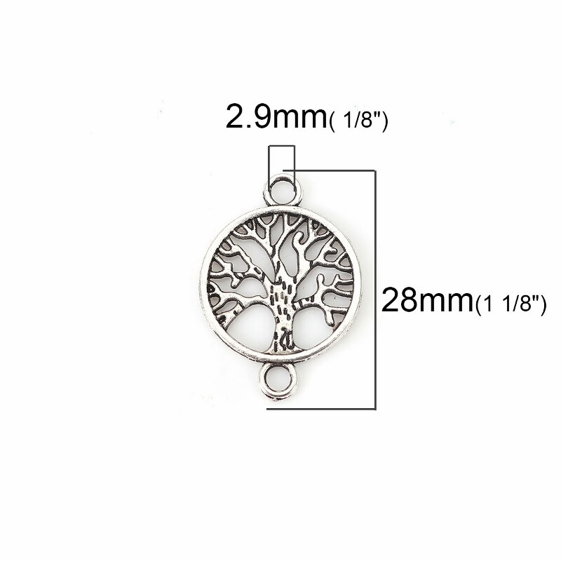 Tree Of Life Charms 28mm Antique Silver Plate Connectors C7013 – 10, 20 Or 50PCs