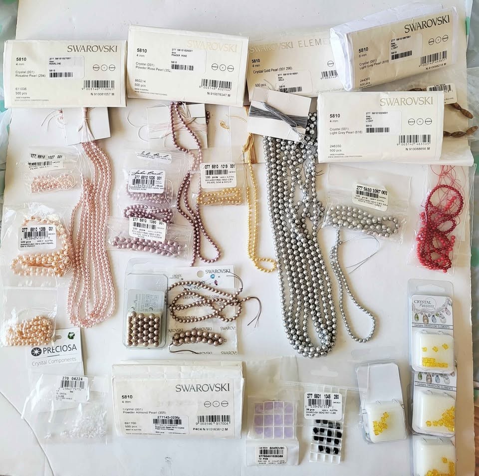 Swarovski Crystal & Pearl Beads Lot 1000+ pcs 4mm 6mm Jewelry Making Mixed Color
