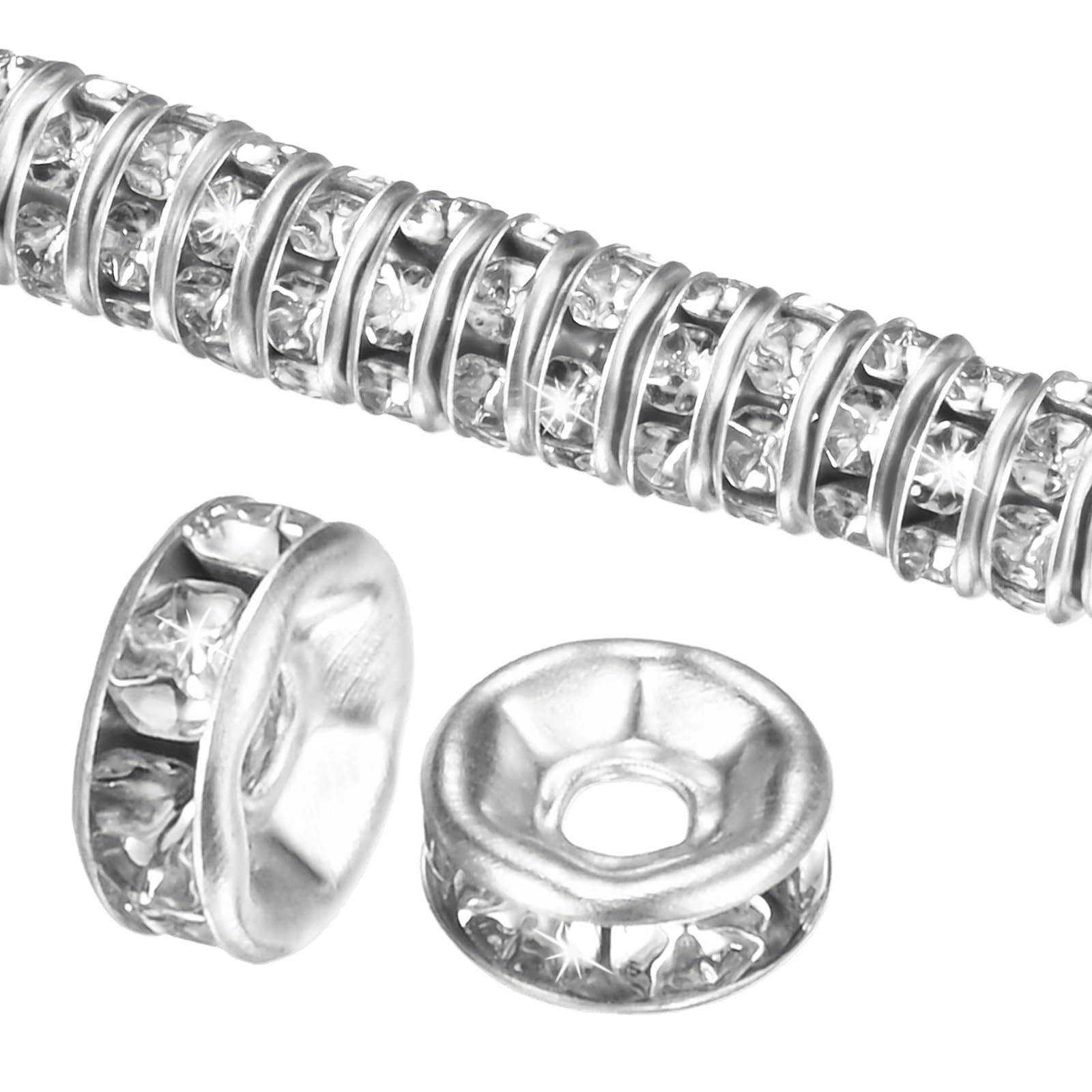 M METERXITY 100-Pack Rondelle Spacer Beads, 0.24 Inch/6mm Czech Crystal Rhine…