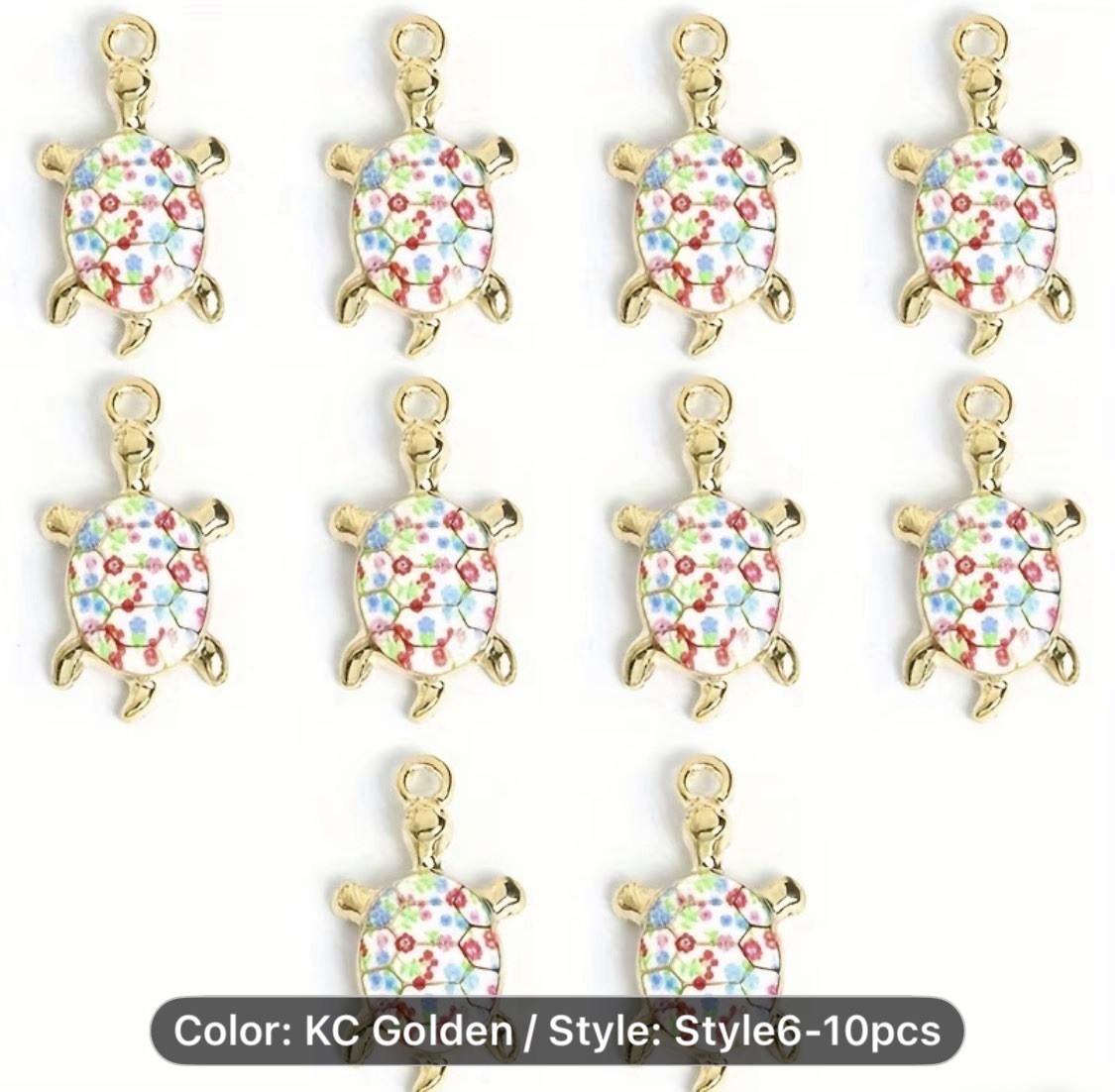 Enamel Turtle Charm Pendant 10 Pcs Jewelry Craft Findings Drip Oil Golden Marine