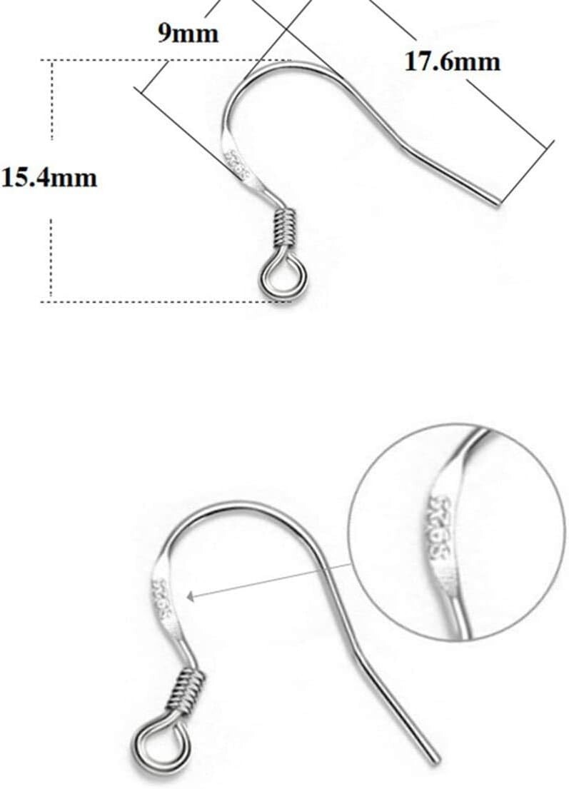 10 Pairs 925 Sterling Silver French Wire Earring Hooks Fish Hook Earrings Sterli
