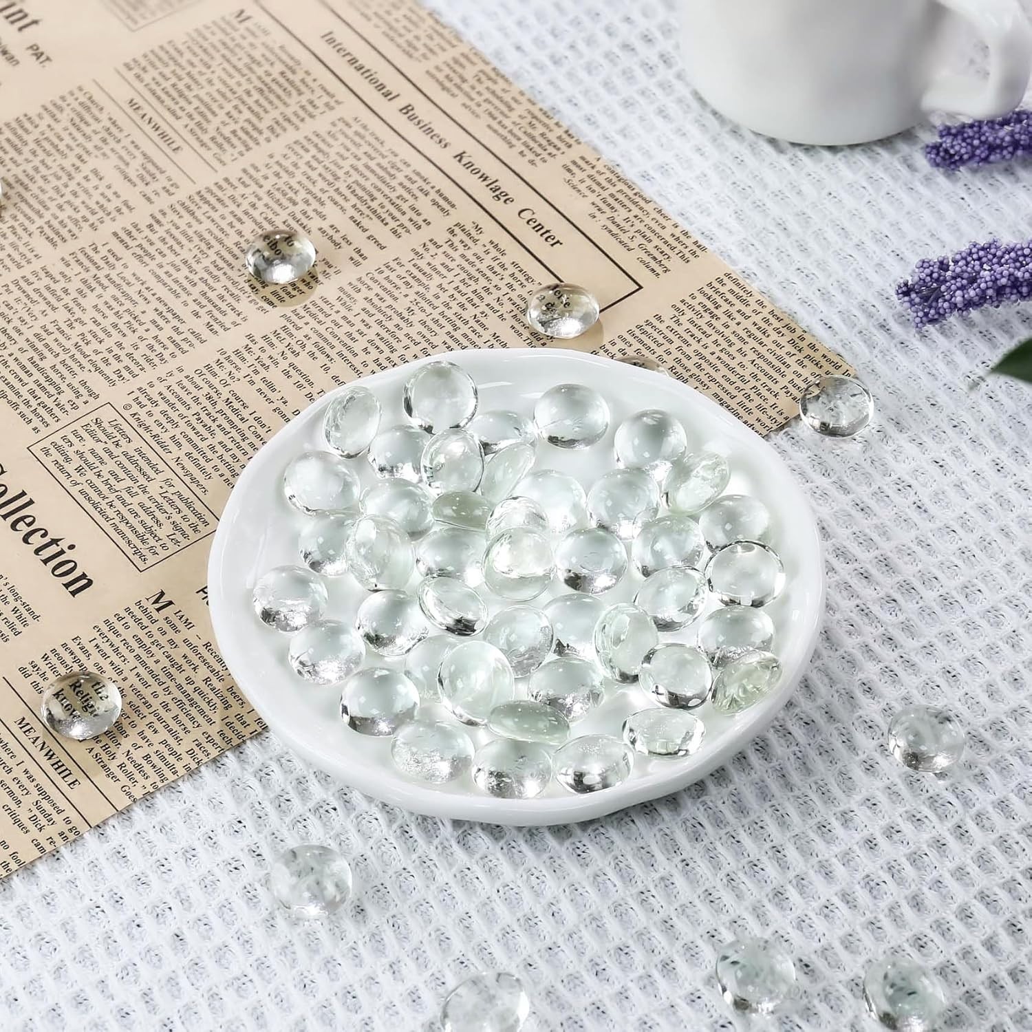 Artisan-Made Clear Glass Gemstone Beads – 1 LB for Mosaic & Aquarium Decoration