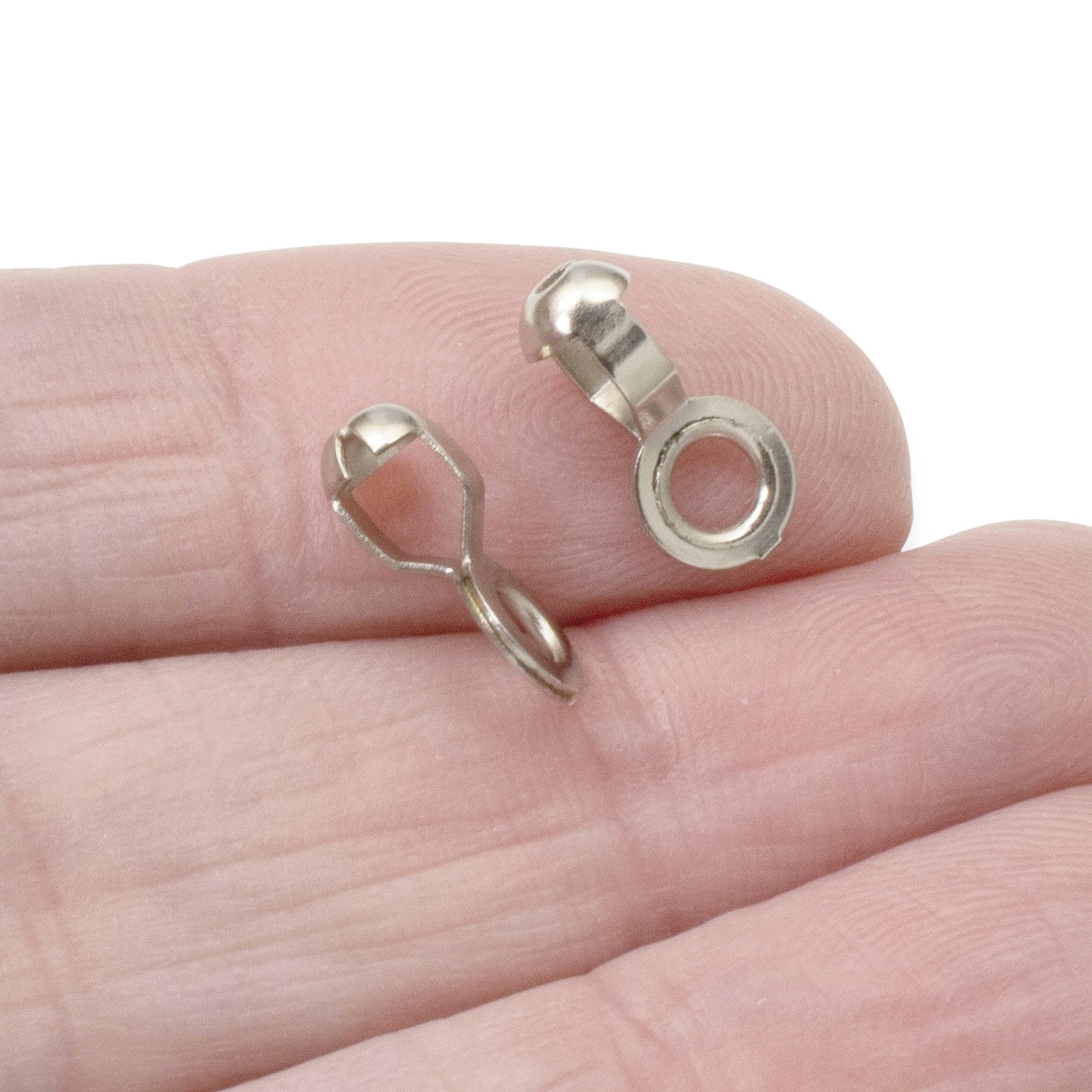 50 Nickel Plated Brass #6 Ball Chain Fan Pull Loop Connectors, Silver