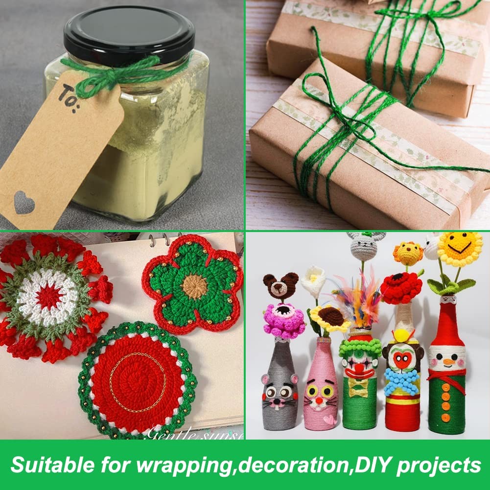 328 Feet 3mm Green Garden Twine Strong Jute Rope For Garden Gifts Wrapping Craft