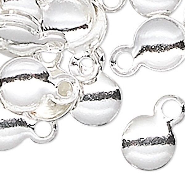 144 Silver Plated Brass Small 6x4mm Round Drop Charms