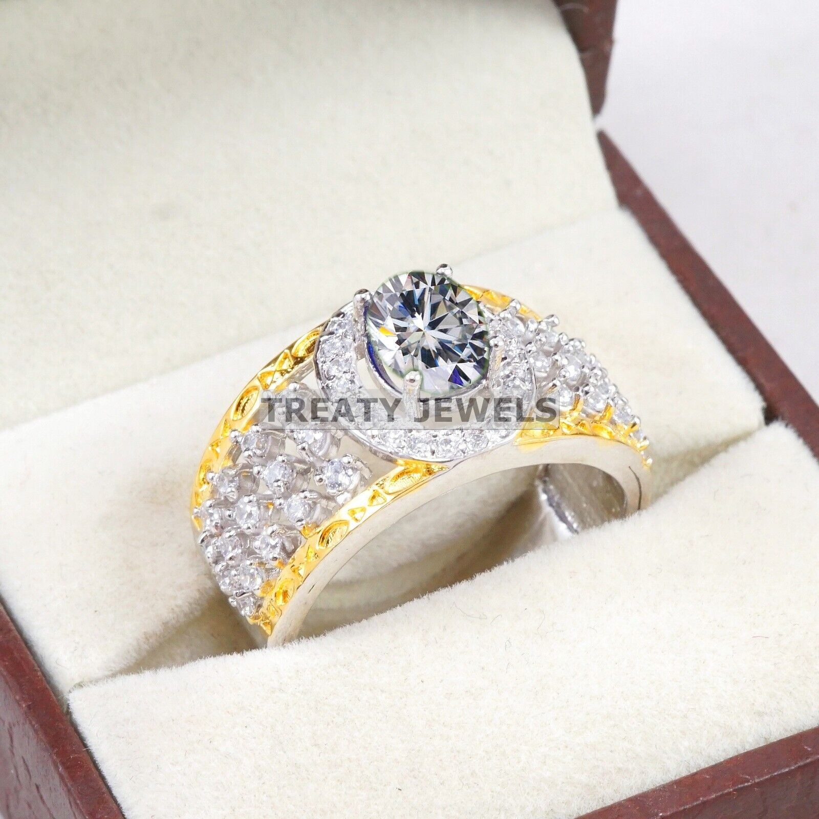 Moissanite Oval Cut Gemstone With Solid 14K White Gold Ring For Men’s #B307 #