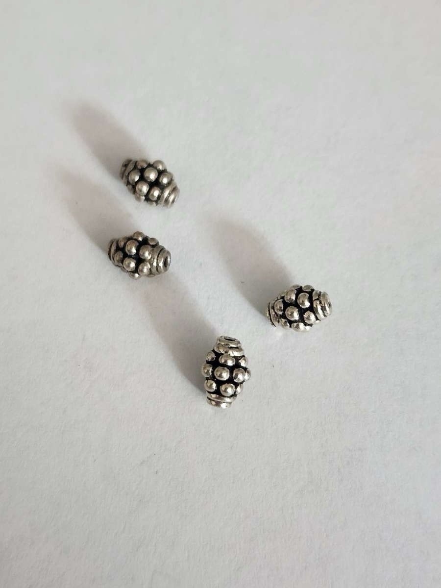 4 Sterling Silver Bali Spacer Beads 7mm Oxidized Round Bead Lot 2g