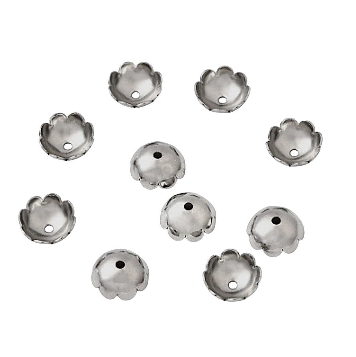 50pcs 316 Stainless Steel Flower Bead Caps 8mm Silver 1mm Hole Beading Findings