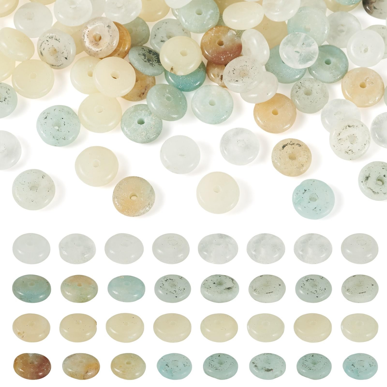 180Pcs Natural Gemstone Rondelle Beads for Jewelry Making 6mm Smooth Gemstone…