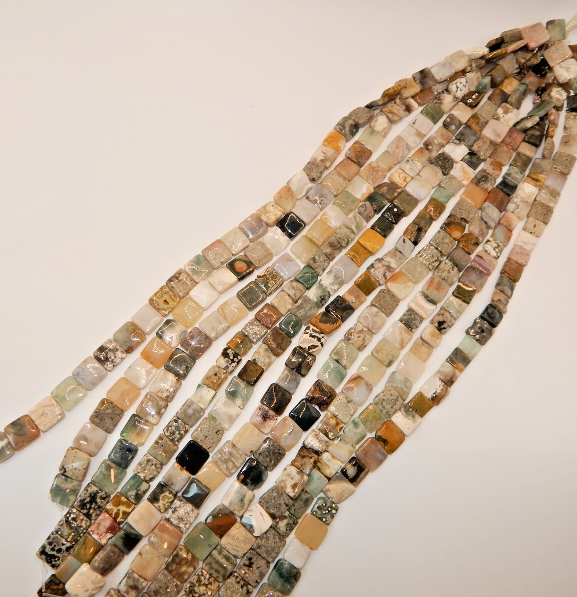 Ocean Jasper approx 16mm x 16mm Chicklet Beads (16 in strand)