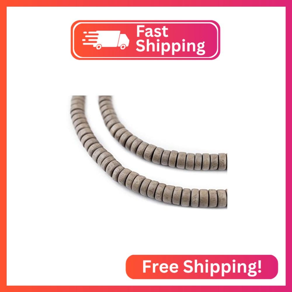 The Bead Chest Brown Disk Natural Wood Beads (4x8mm): Organic Eco-Friendly Woode