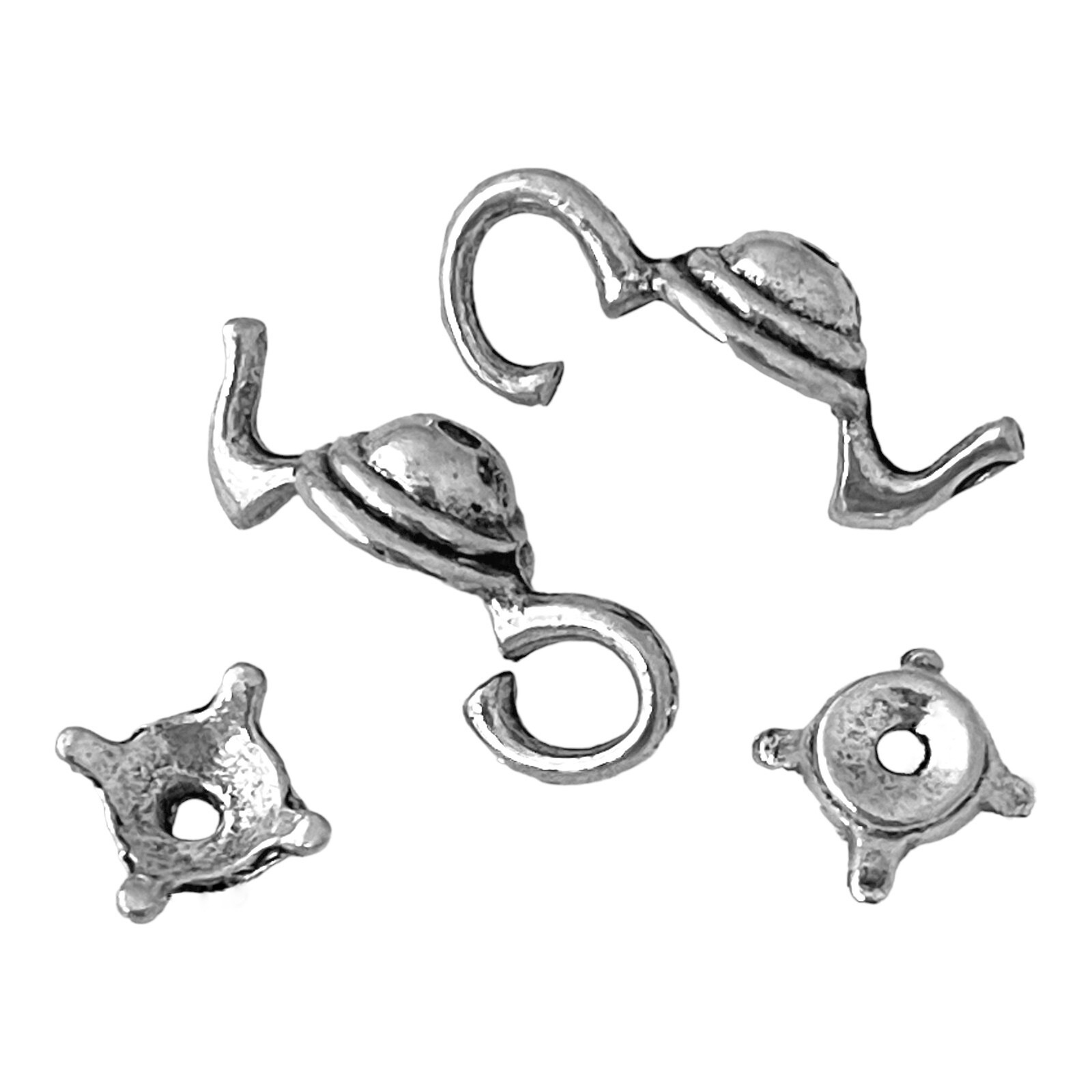 10 Sets Teapot Antiqued Tibetan Silver Bead Caps Hugger Frame Beads