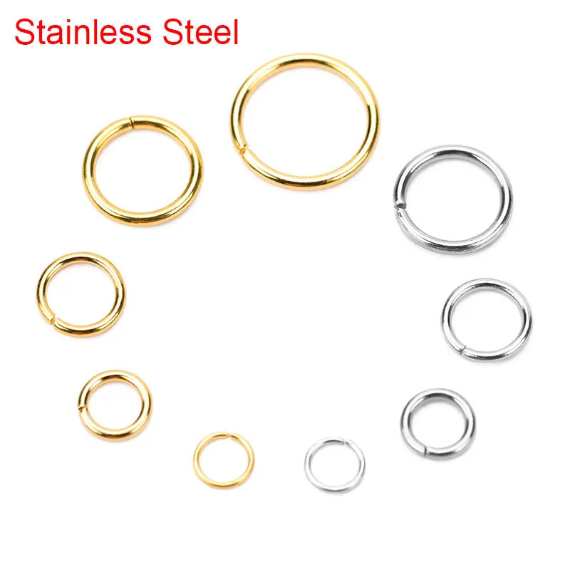 50 100Pcs PVD Never Fade Stainless Steel Open Jump Rings 4 5 6 8 10 Mm Split Rin