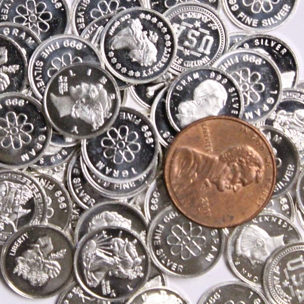 Ten (10) One Gram .999 Pure Silver Rounds with Random Designs in a Jewelry Po…