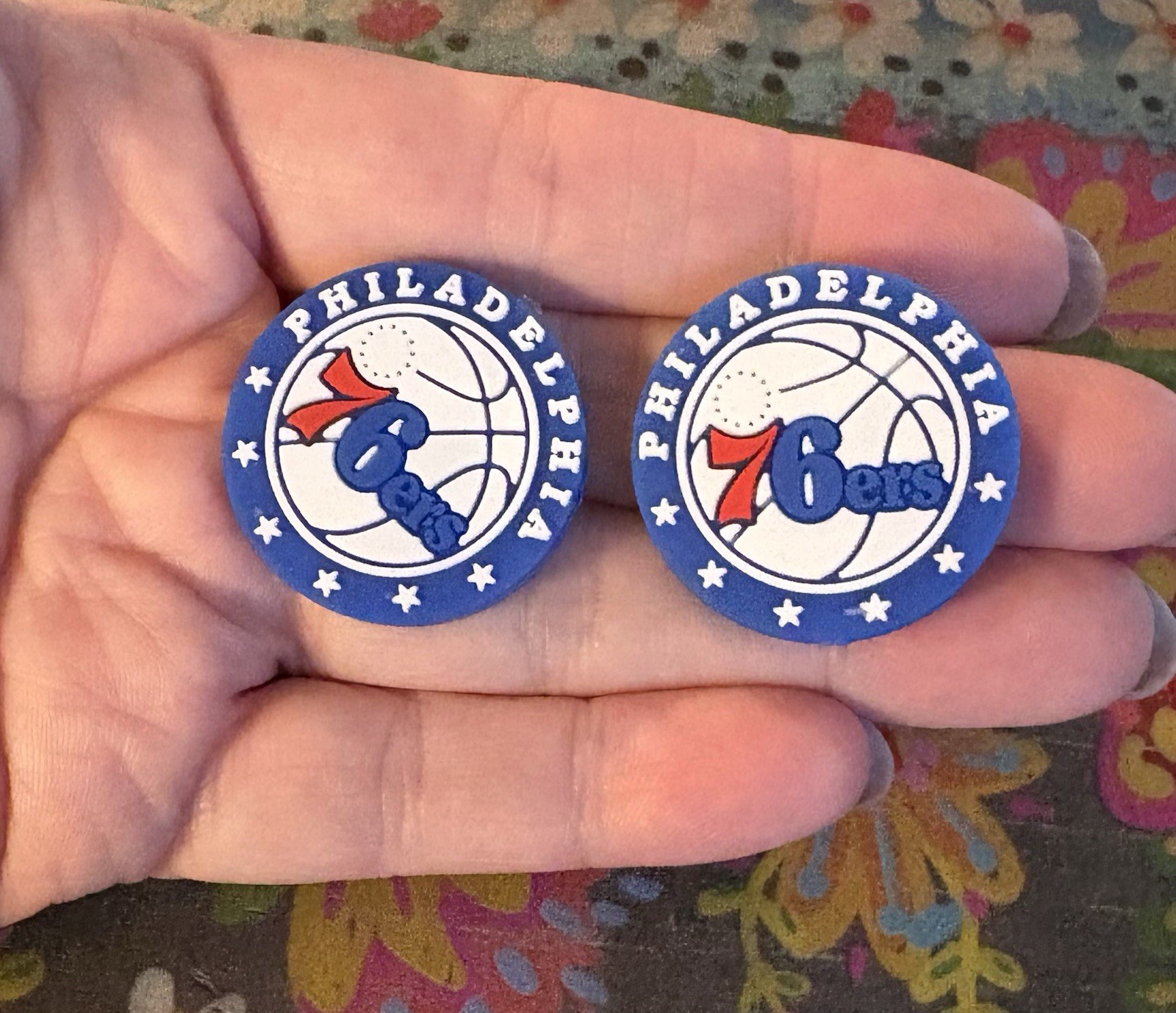 2 Pce PHILADELPHIA Basketball Team Silicone Focal Beads DIY Jewelry Pens+ NEW