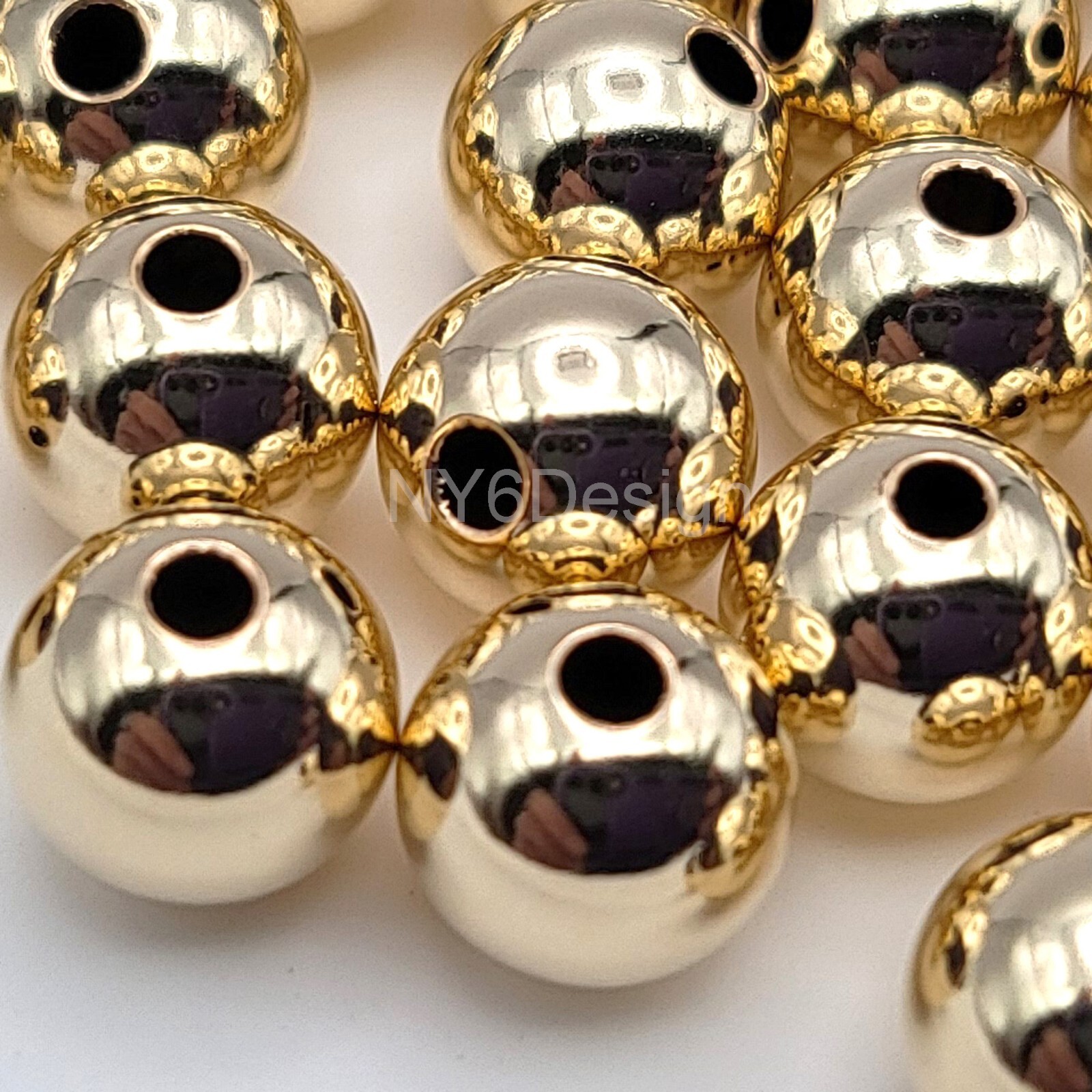 Non Tarnish Light Gold Plated Round Ball bead Spacer Finding 2mm 3mm 4mm 5mm 6mm
