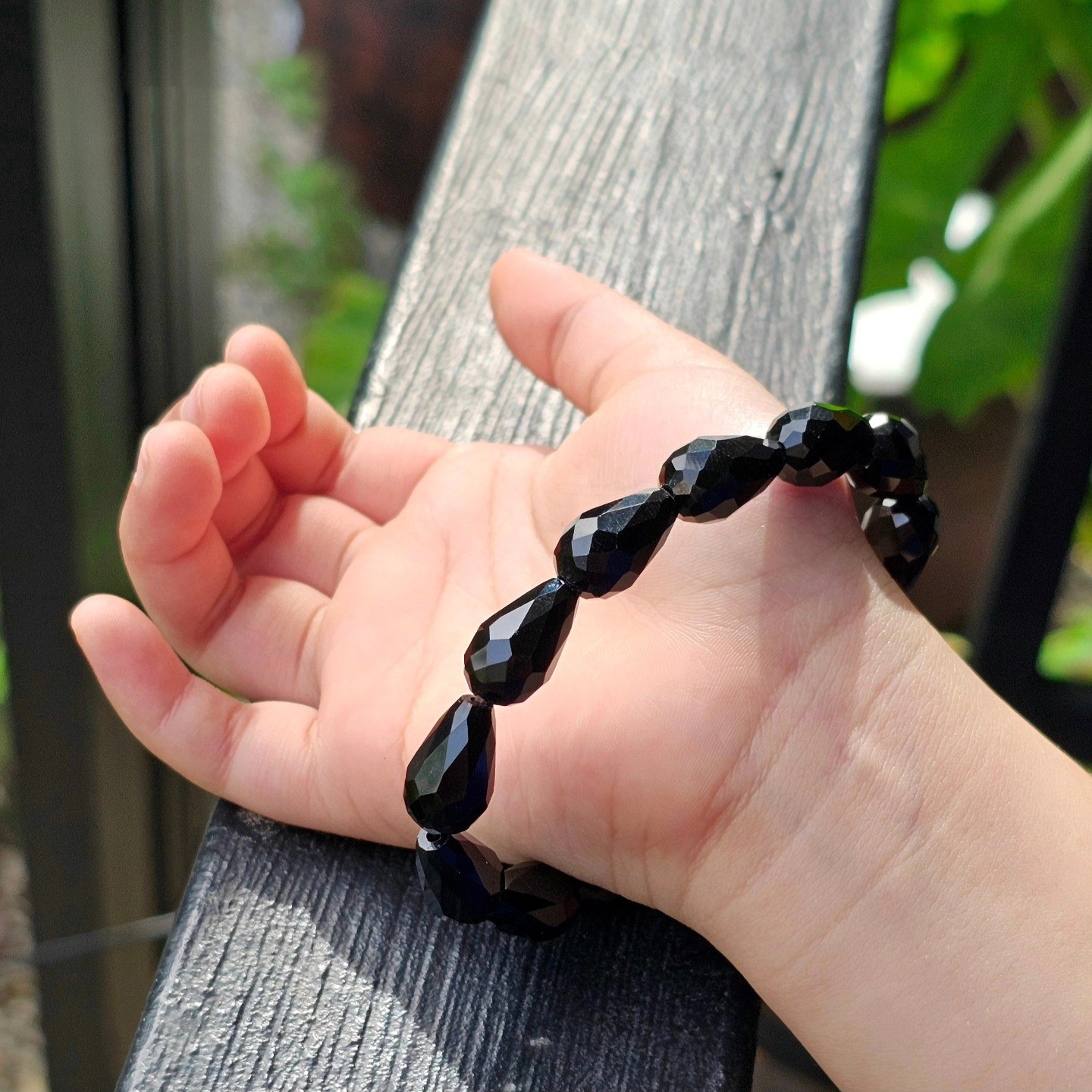 Kanchanaburi Thailand Bracelet Black Spinel Teardrop Shape Faceted 9.8 x 15 mm