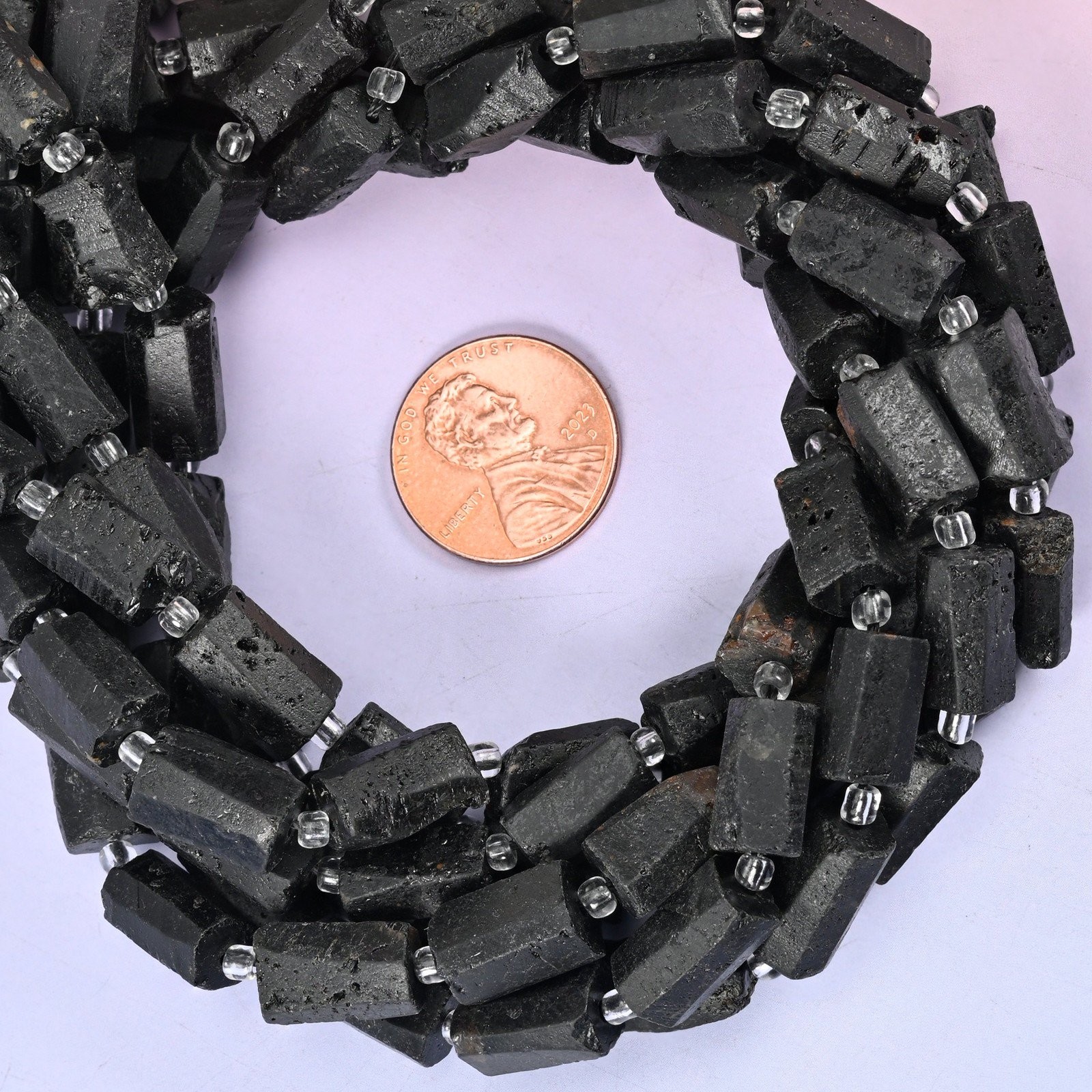 Raw Black Tourmaline Faceted Tube Beads Size 12x8mm Jewelry Making 15.5 Inch…