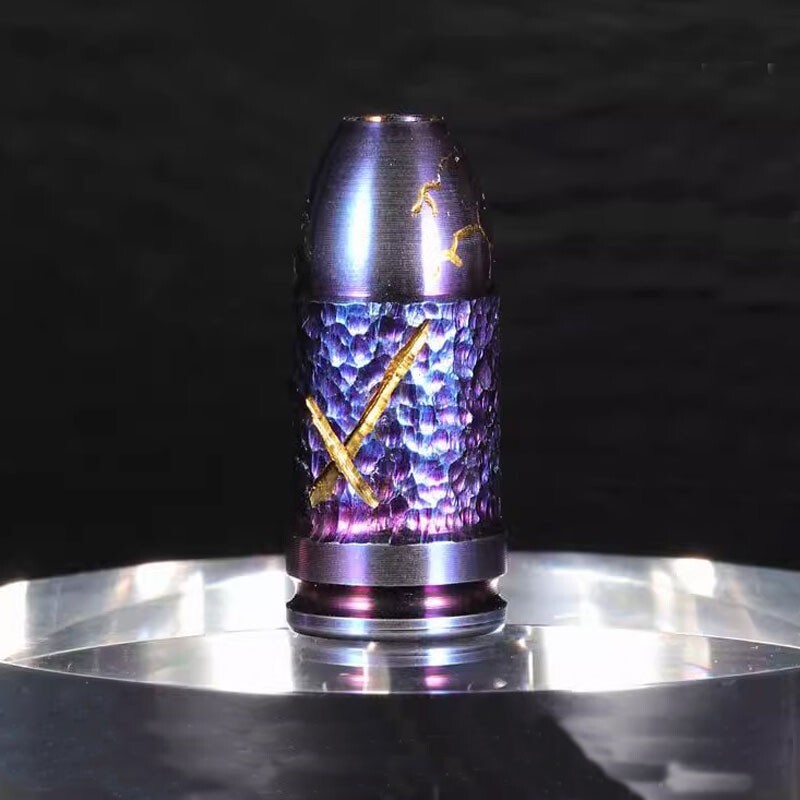 Titanium Bullet Shell Shape Knife Lanyard Bead Paracord Pendant EDC DIY Keychain