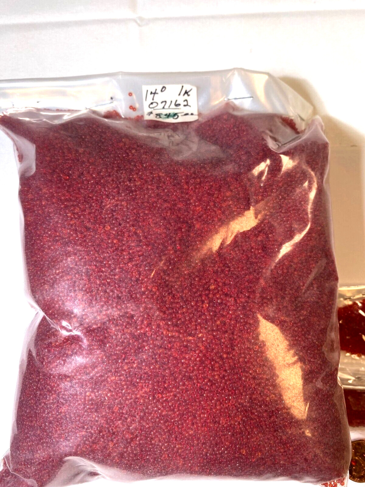 Antique Micro Seed Beads-14/0 Juicy Transparent Red Slightly Variegated-1 Kilo!