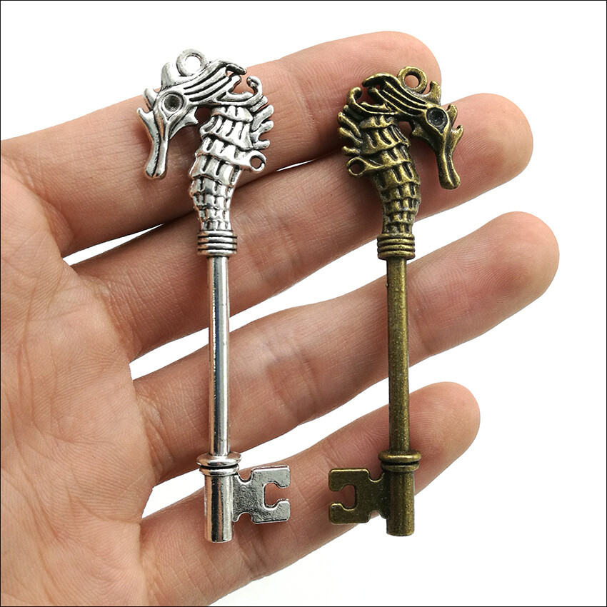 Lot 10pcs seahorse key Antique Silver Bronze Charms Pendants Jewelry Making DIY