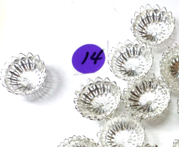 15 Vintage Shiny Silver Art Deco Filigree Round Huge Bell Bead Caps 26x10mm