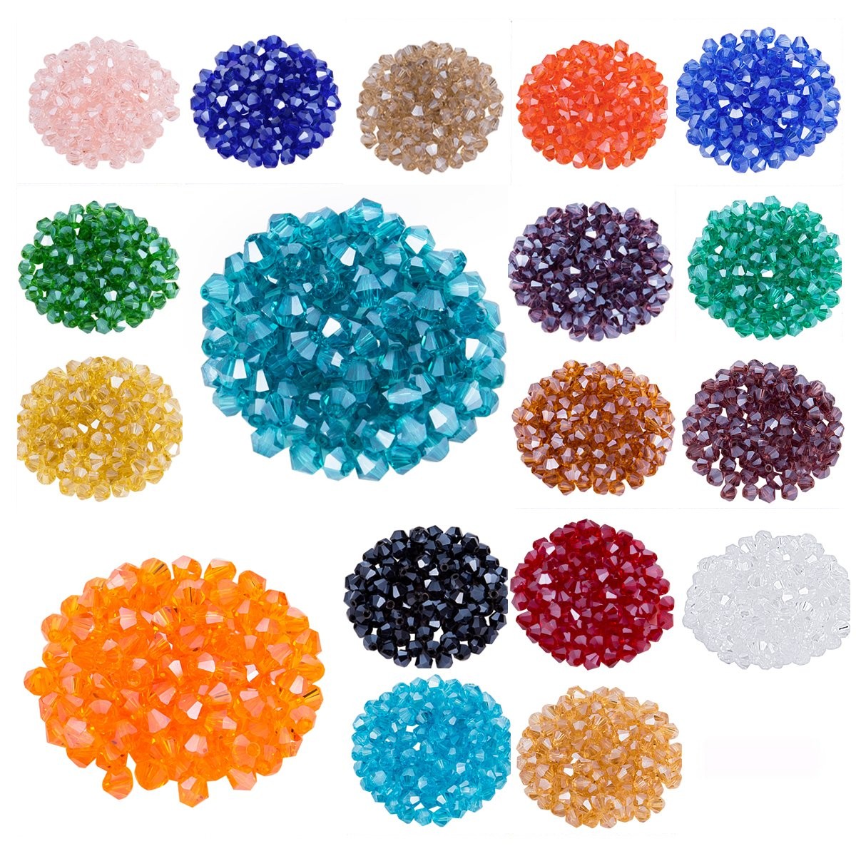 Lot 1800Pcs Glass Bicone Beads 4Mm Crystal Beads Jewelry Making Supply for DIY P