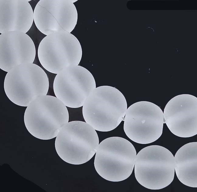 50 Czech Frosted Sea Glass Round / Rocaille Beads – Matte – Crystal 6mm