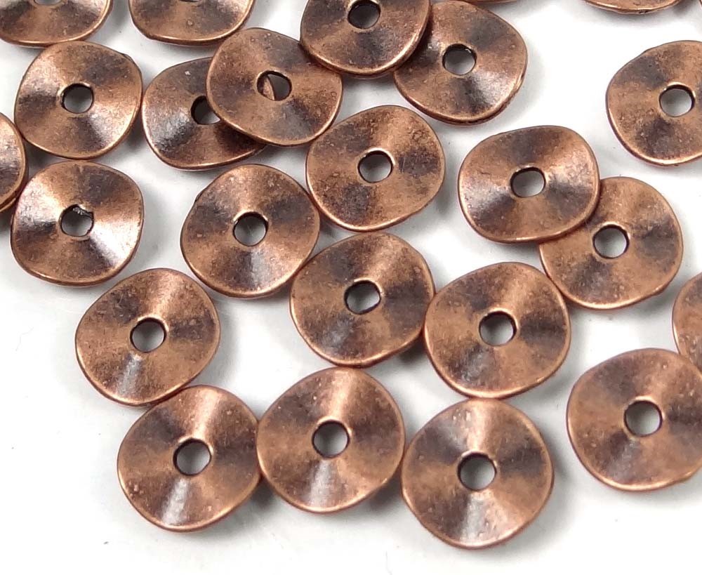 50 Antique Copper Pewter Washers Spacer Wavy beads 9mm