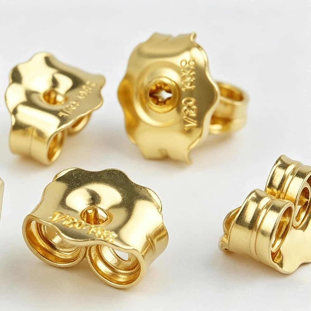 14K Gold Earring Backs for Stud Earrings – Yellow Locking (3 Pairs)