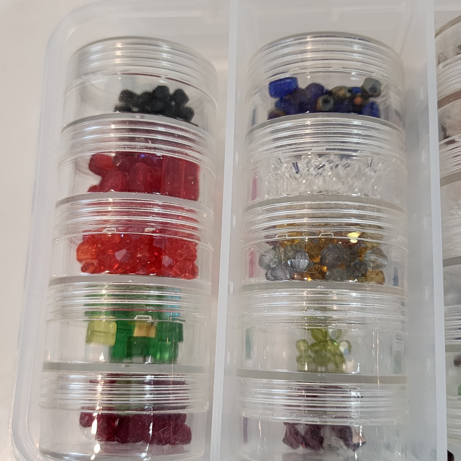 Bead Starter Set Clear Plastic Case w/ Multi Colored Sized Beads 10-3/4 x 5