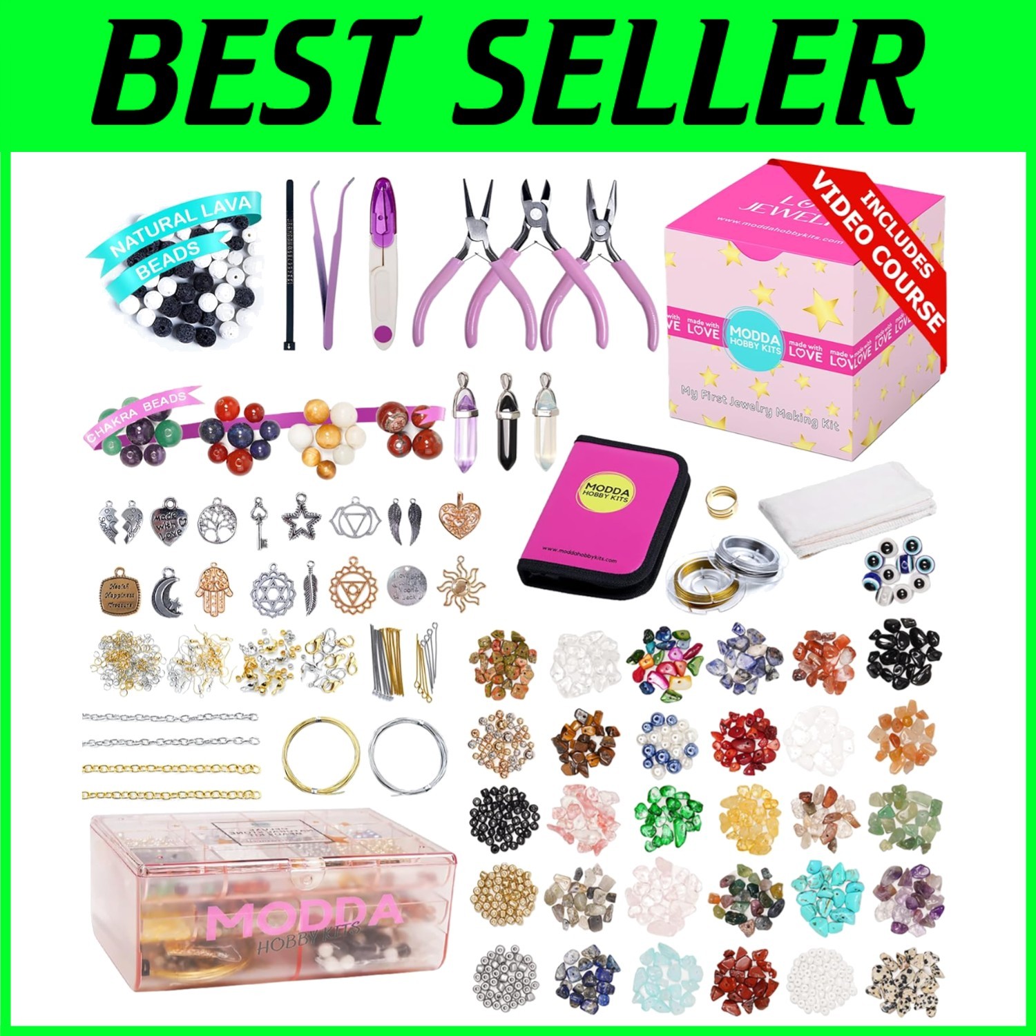 Deluxe Natural Stone Jewelry Making Kit with Video Course