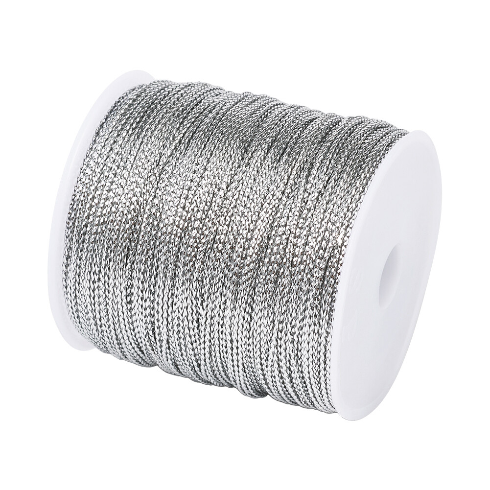 1 Roll Silver 1mm Jewelry Braided Thread Metallic Cords Jewelry Making 100m/roll