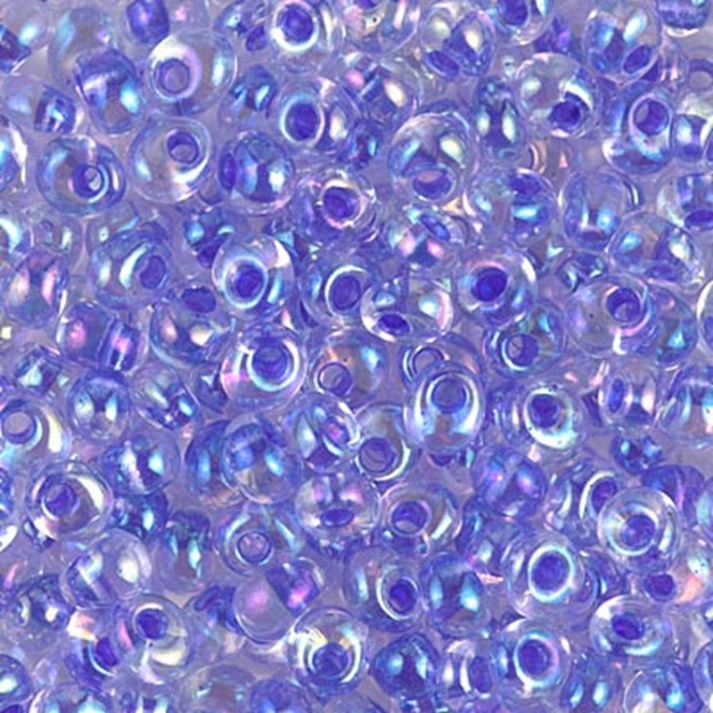 2150, VIOLET Lined CRYSTAL AB, 10g, 4mm Magatama, drop/fringe beads, (m-20)