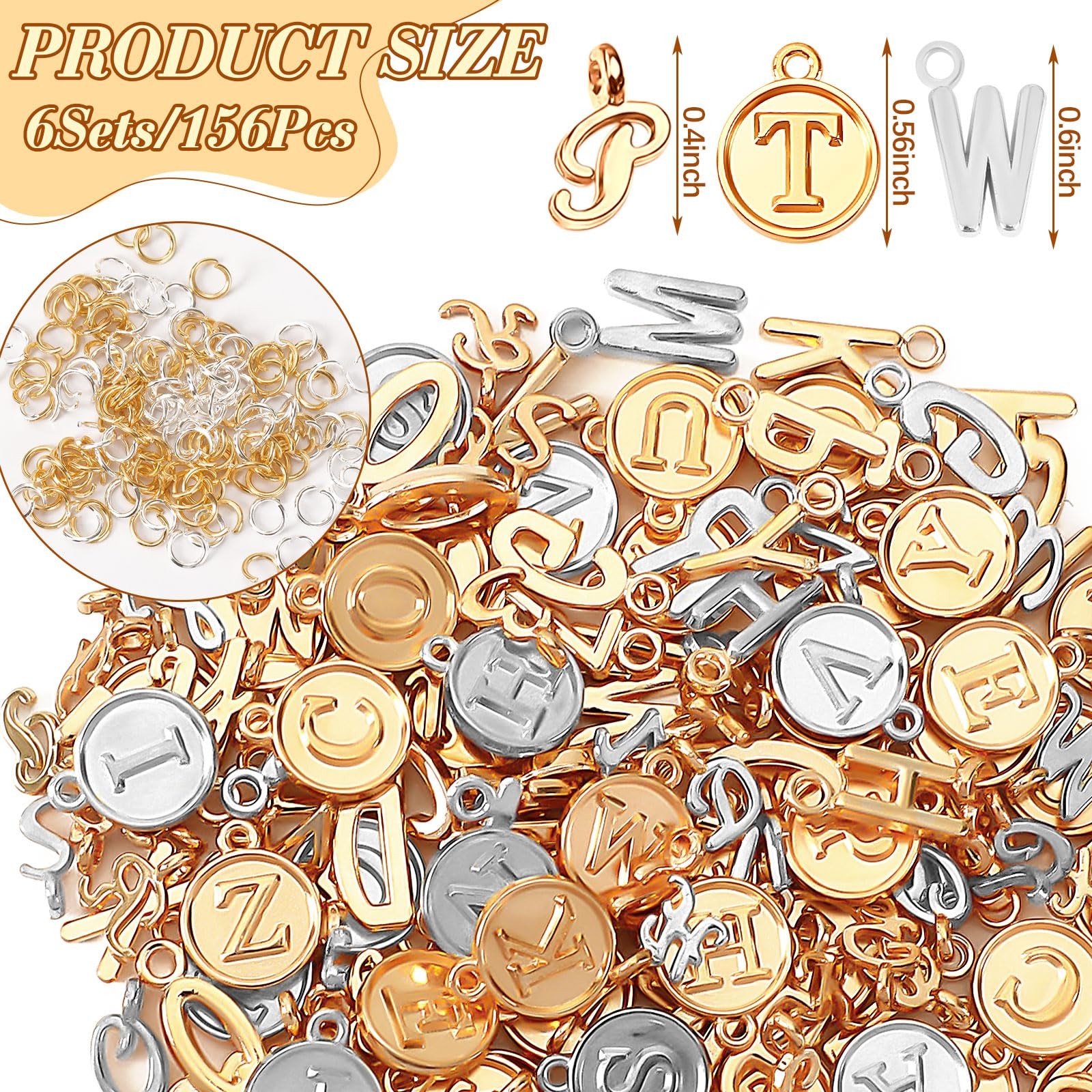 156Pcs/6 Sets Alphabet ABC Letter Charms 3 Styles Capital A-Z Charms DIY Brac…