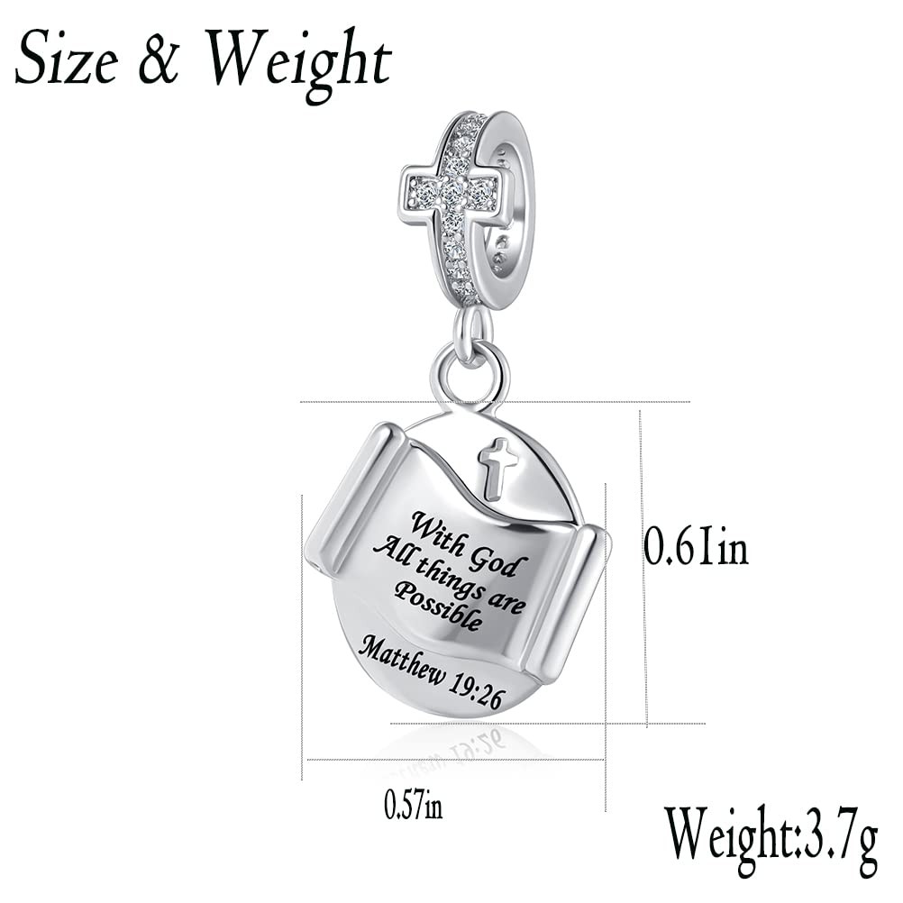 Religious Cross Charm Pray more worry less Matthew 6:34 Prayer Bible Christian K