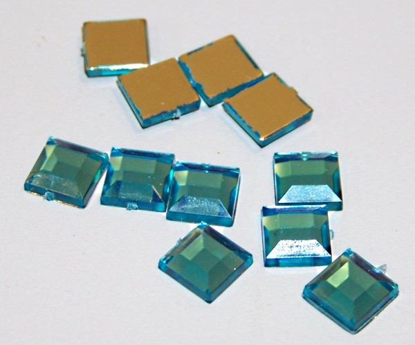 2 Gr Small TURQUOISE Square Rhinestone Beads 7mm stones FREE SHIP