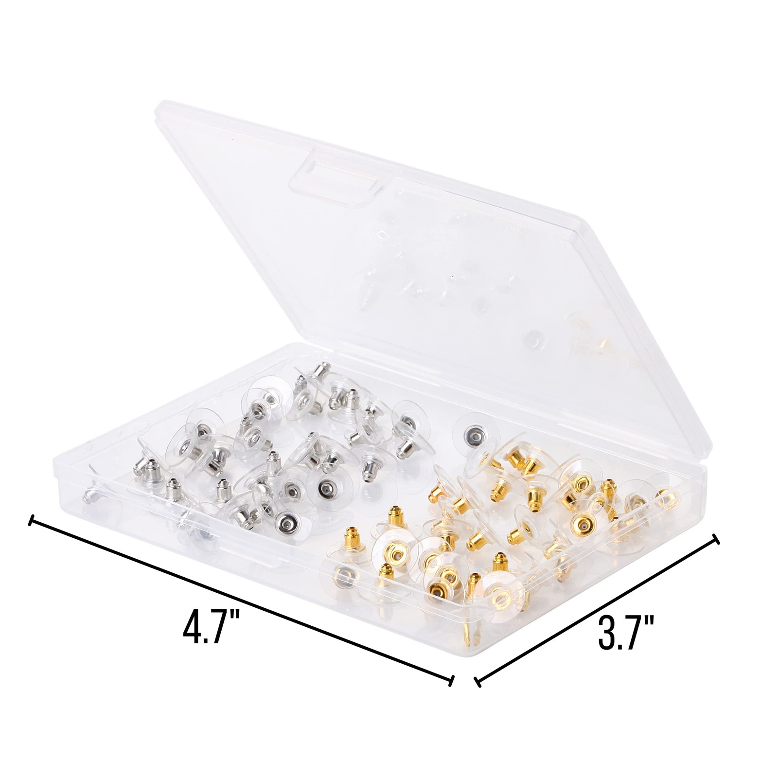 Mr. Pen Bullet Clutch Earring Backs – 76 Pcs, Gold & Silver, Rubber Backs for St