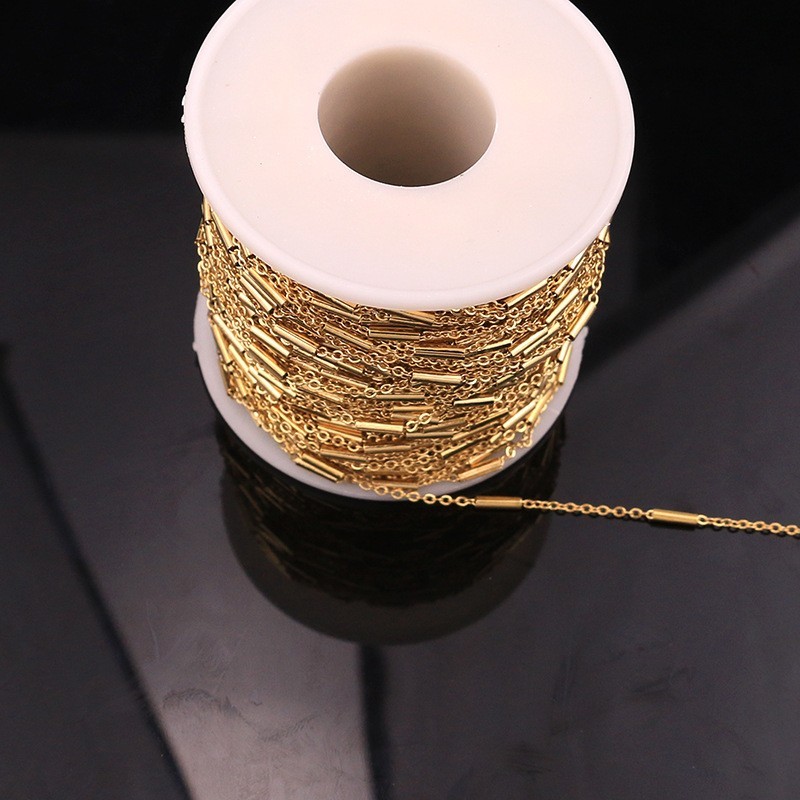 1Yard Waterproof No Tarnish Stainless Steel Gold/Rose Gold Plate Chain SSC04