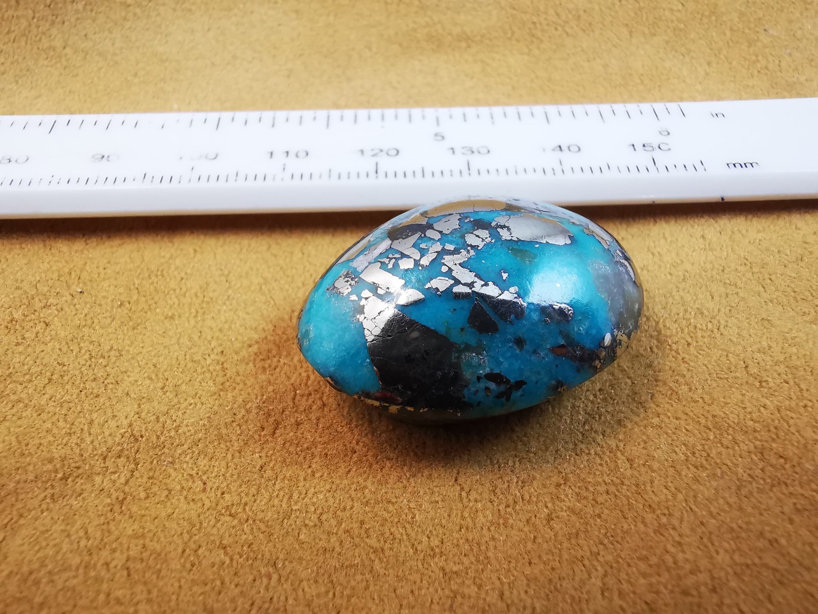 Turquoise & Pyrite Cabochon, Oval Shape, Stabilized Natural Turquoise, 100 Carat