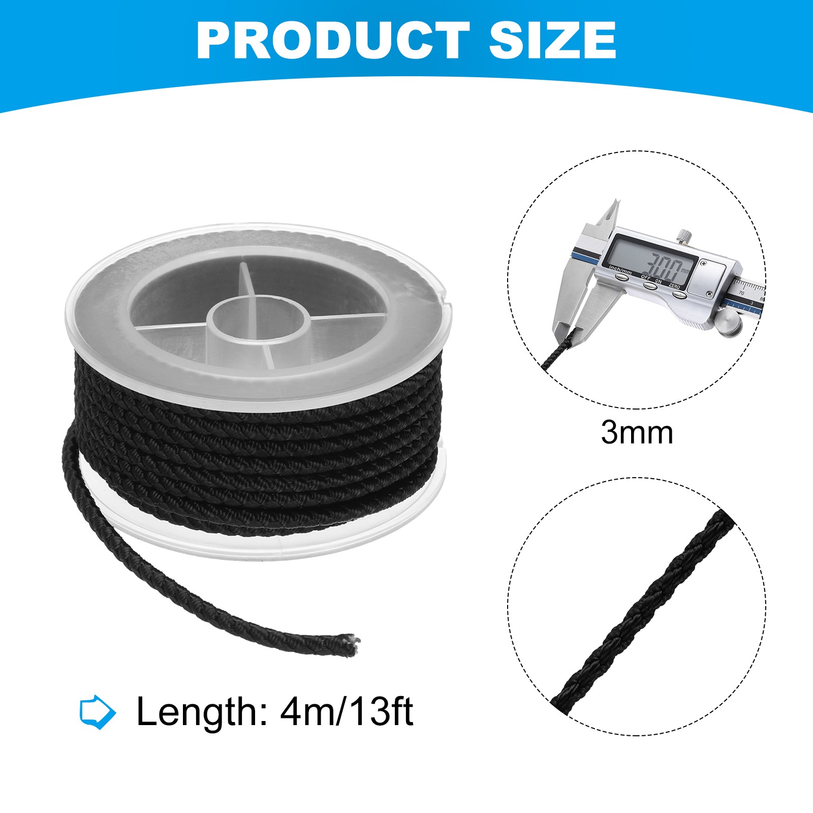 Nylon Thread Twine Beading Cord, 13ft Bracelets String Cord Rope, Black